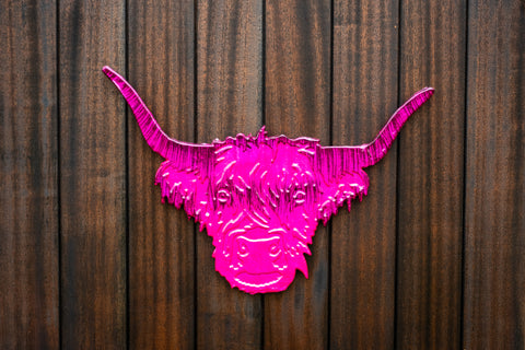 Brushed Pink Highland Cow Head 50 cm (Trade min 2 / Retail min 1)