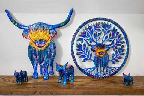 🎆DUE IN MARCH '26 - PRE-ORDER NOW 🎆 - Rainbow Standing Highland Cow - 48 cm (Trade min 2 / Retail min 1)