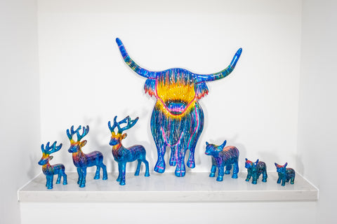 🎆DUE IN MARCH '26 - PRE-ORDER NOW 🎆 - Rainbow Standing Highland Cow - 48 cm (Trade min 2 / Retail min 1)