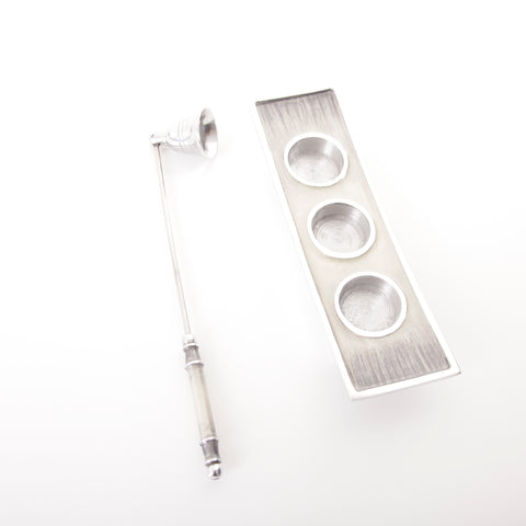 Brushed Silver Triple T-Light Holder (Trade min 4 / Retail min 1)