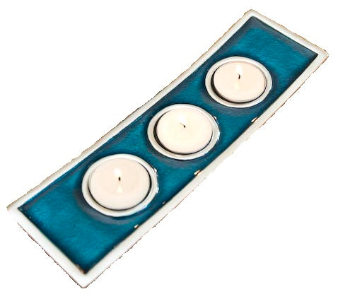 Aqua Triple T-Light Holder (Trade min 4 / Retail min 1)