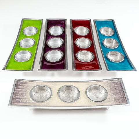 Brushed Silver Triple T-Light Holder (Trade min 4 / Retail min 1)