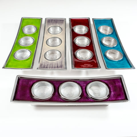 Purple Triple T-Light Holder (Trade min 4 / Retail min 1)