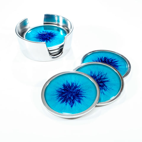 Brushed Aqua Coaster Set of 6 (Trade min 4 / Retail min 1)