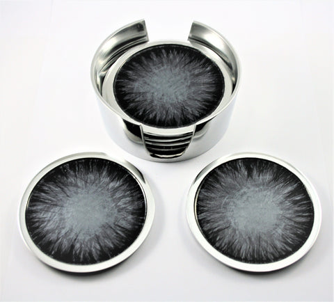 Brushed Black Coaster Set of 6 (Trade min 4 / Retail min 1)