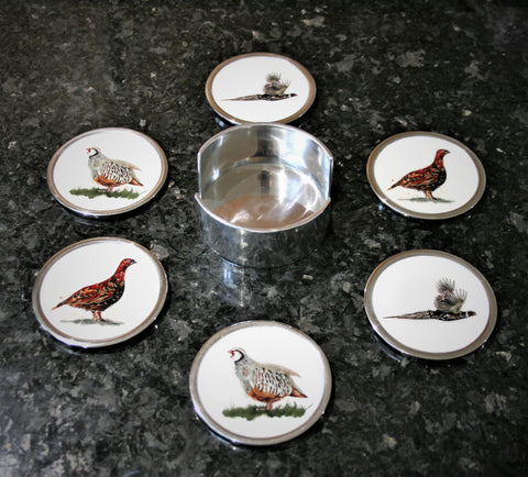 Game Bird Coasters Set of 6 - 2 x Pheasant, 2 x Partridge, 2 x Grouse (Trade min 4 / Retail min 1)