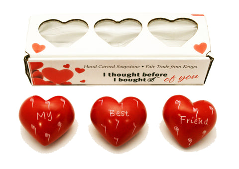 Set of Three Boxed Red Hearts - My Best Friend (trade min 2)