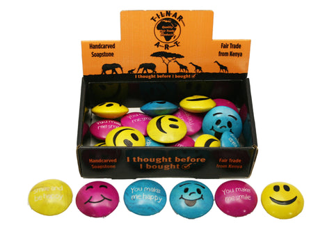Happy Soapstone Smileys 5 cm (24 display box - min 24)