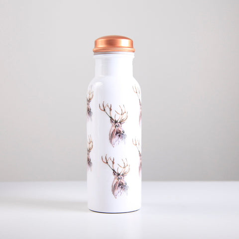 Stag Pattern Copper Water Bottle 750ml (Trade min 4 / Retail min 1)