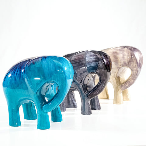 Brushed Aqua Elephant Medium 7 cm (Trade min 4 / Retail min 1)