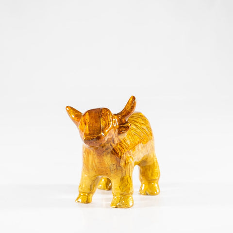 Brushed Gold Highland Cow Large 8.5 cm (Trade min 4 / Retail min 1)