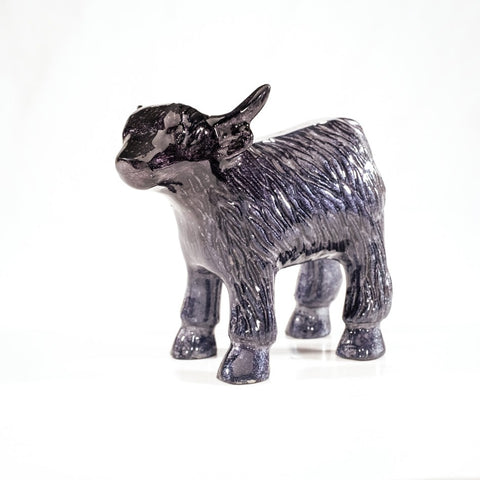 Brushed Black Highland Cow Large 8.5 cm (Trade min 4 / Retail min 1)