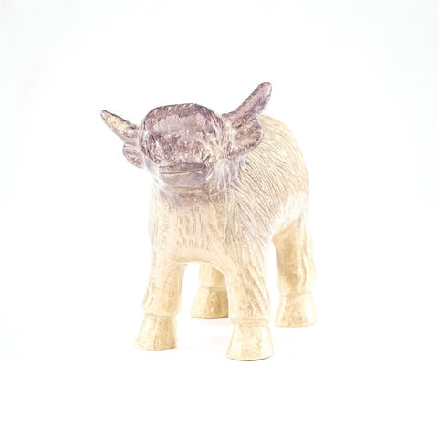 Brushed Silver Highland Cow Large 8.5 cm (Trade min 4 / Retail min 1)