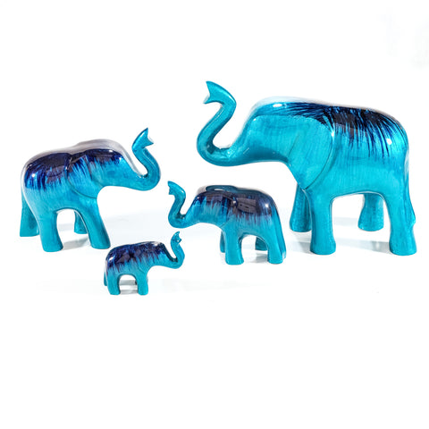 Brushed Aqua Elephant Trunk Up Large 12 cm (Trade min 4 / Retail min 1)
