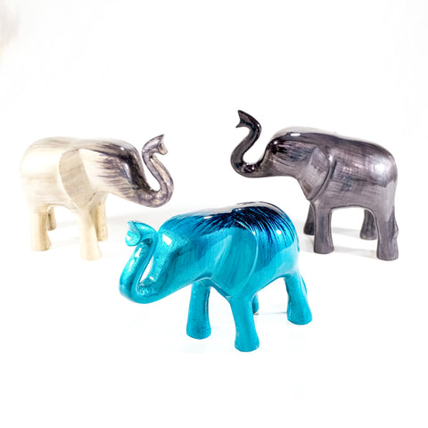 Brushed Aqua Elephant Trunk Up Large 12 cm (Trade min 4 / Retail min 1)