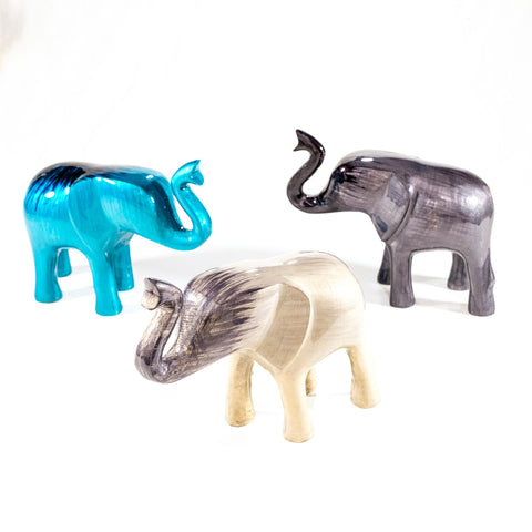 Brushed Silver Elephant Trunk Up Large 12 cm (Trade min 4 / Retail min 1)