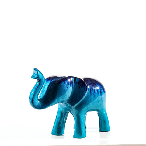 Brushed Aqua Elephant Trunk Up Large 12 cm (Trade min 4 / Retail min 1)