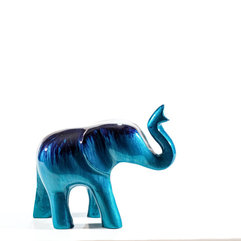 Brushed Aqua Elephant Trunk Up Large 12 cm (Trade min 4 / Retail min 1)