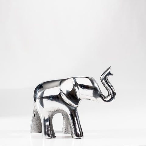 Polished Silver Elephant Trunk Up Large 12 cm (Trade min 4 / Retail min 1)