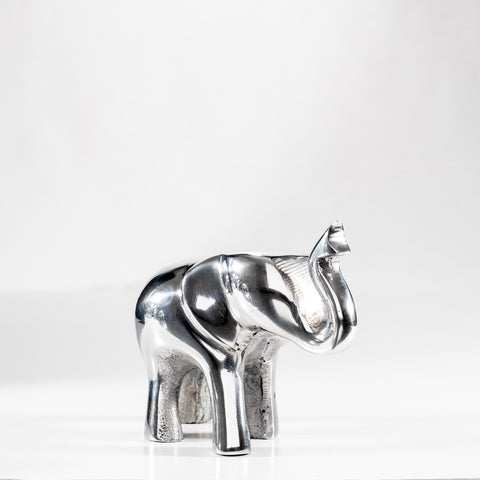 Polished Silver Elephant Trunk Up Large 12 cm (Trade min 4 / Retail min 1)
