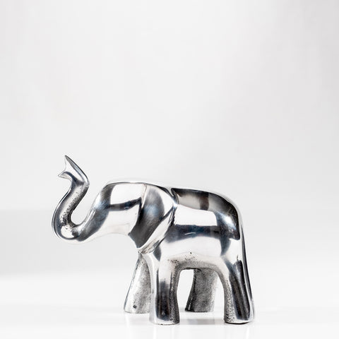 Polished Silver Elephant Trunk Up Large 12 cm (Trade min 4 / Retail min 1)