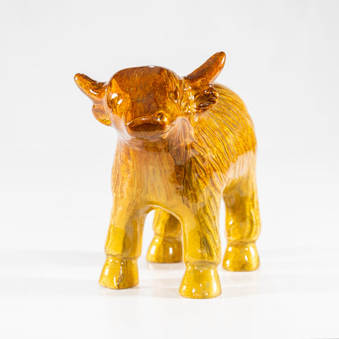 Brushed Gold Highland Cow XL 14 cm (Trade min 2 / Retail min 1)