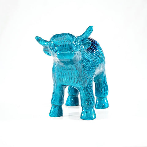 Brushed Aqua Highland Cow XL 14 cm (Trade min 2 / Retail min 1)