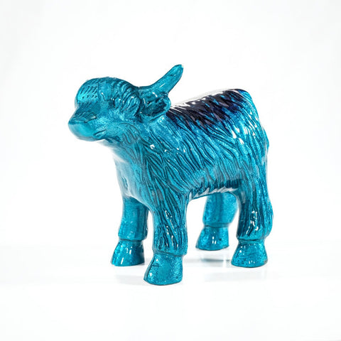Brushed Aqua Highland Cow XL 14 cm (Trade min 2 / Retail min 1)