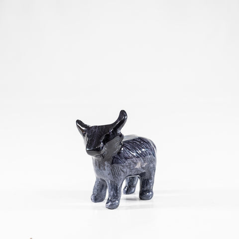 Brushed Black Highland Cow Med 7.5 cm (Trade min 4 / Retail min 1)