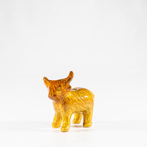 Brushed Gold Highland Cow Med 7.5 cm (Trade min 4 / Retail min 1)