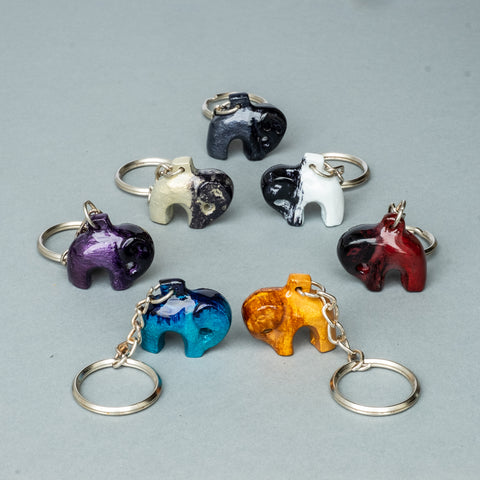 Coloured Standing Elephant Keyrings 3 cm (Trade min 24 per box)