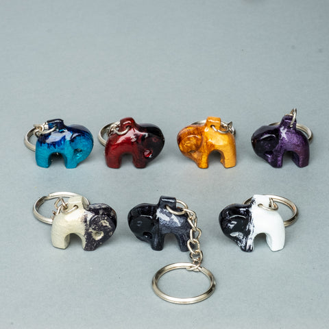 Coloured Standing Elephant Keyrings 3 cm (Trade min 24 per box)