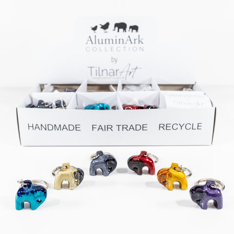 Coloured Standing Elephant Keyrings 3 cm (Trade min 24 per box)