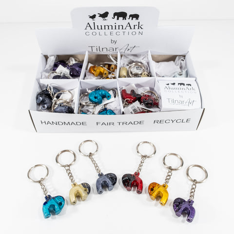 Coloured Standing Elephant Keyrings 3 cm (Trade min 24 per box)