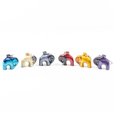 Coloured Standing Elephant Keyrings 3 cm (Trade min 24 per box)