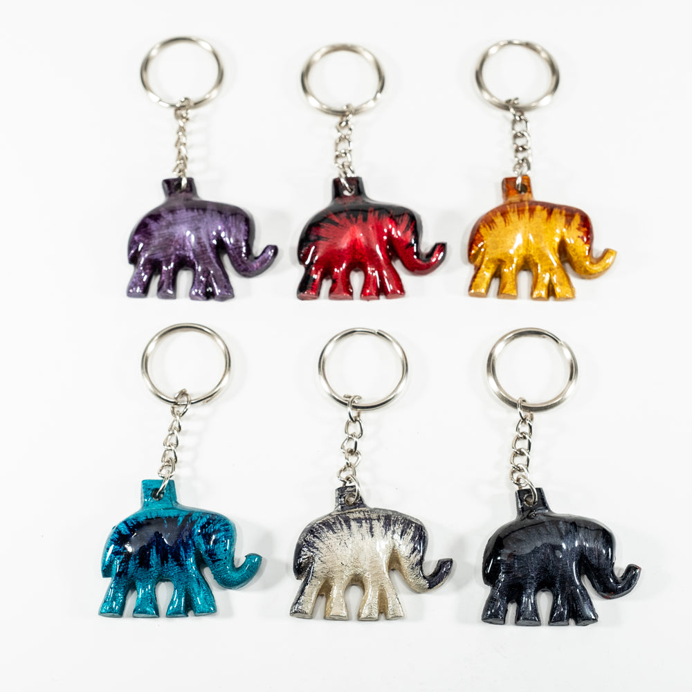 Olivier Animal Keychain, Glass Bead Red Elephant