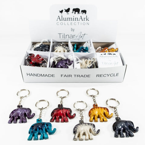Coloured Elephant Keyrings 4.5 cm (Trade min 24 per box)