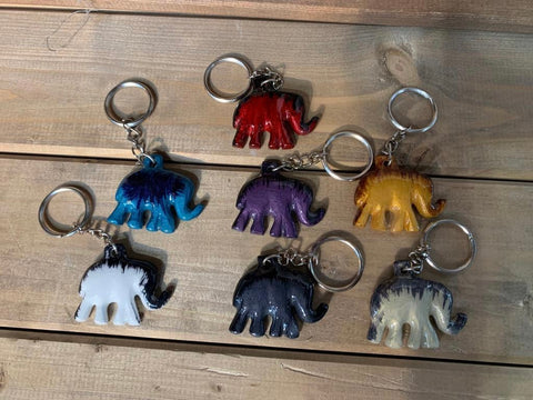 Coloured Elephant Keyrings 4.5 cm (Trade min 24 per box)