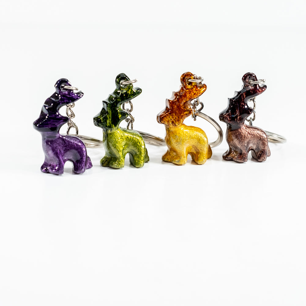 Coloured Standing Stag Keyrings 4 cm (Trade min 24 per box ) | Tilnar Art