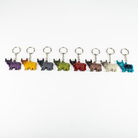 Coloured Highland Cow Keyrings 5 cm (Trade min 24 per box)