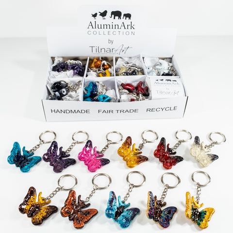 Coloured Butterfly Keyrings 5 cm (Trade min 24 per box)