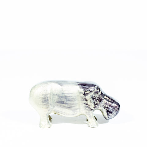 Brushed Silver Hippo Medium 9.5 cm (Trade min 4 / Retail min 1)