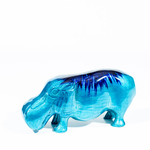 Brushed Aqua Hippo Large 13 cm (Trade min 4 / Retail min 1)