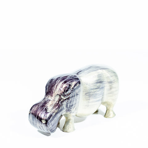 Brushed Silver Hippo Large 13 cm (Trade min 4 / Retail min 1)