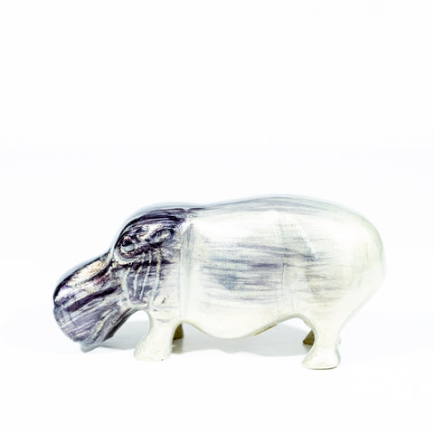 Brushed Silver Hippo Large 13 cm (Trade min 4 / Retail min 1)