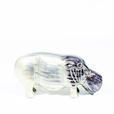 Brushed Silver Hippo Large 13 cm (Trade min 4 / Retail min 1)