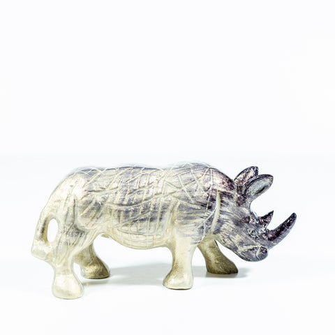 Brushed Silver Rhino Large 15 cm (Trade min 4 / Retail min 1)