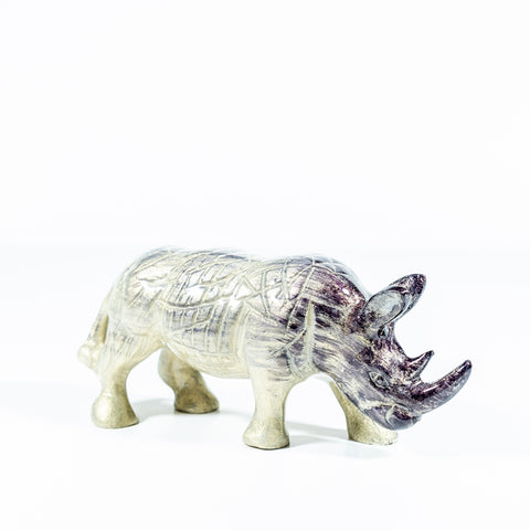 Brushed Silver Rhino Large 15 cm (Trade min 4 / Retail min 1)