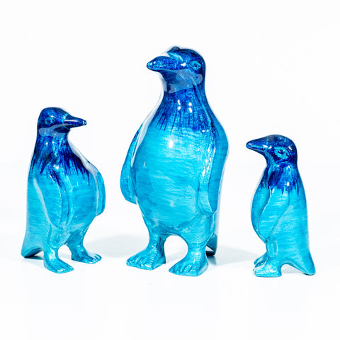 Brushed Aqua Penguin Medium 9 cm (Trade min 4 / Retail min 1)