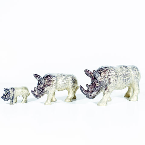 Brushed Silver Rhino Large 15 cm (Trade min 4 / Retail min 1)